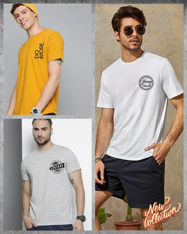 Mens Combo Pocket Printed Tshirt - 3pcs Pack