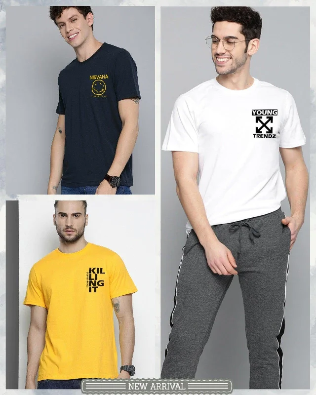 Mens Combo Pocket Printed Tshirt - 3pcs Pack