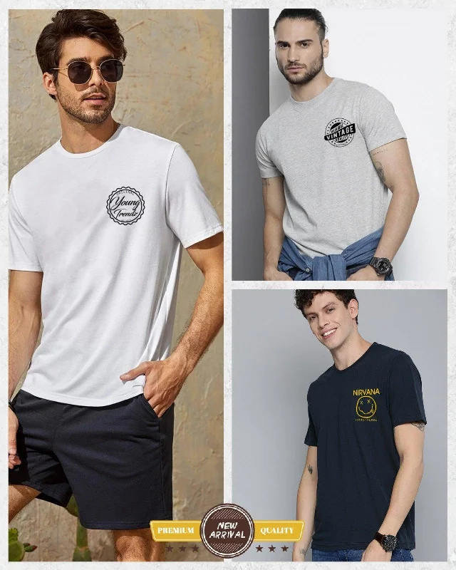 Mens Combo Pocket Printed Tshirt - 3pcs Pack