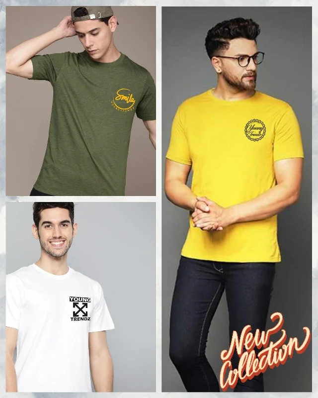 Mens Combo Pocket Printed Tshirt - 3pcs Pack